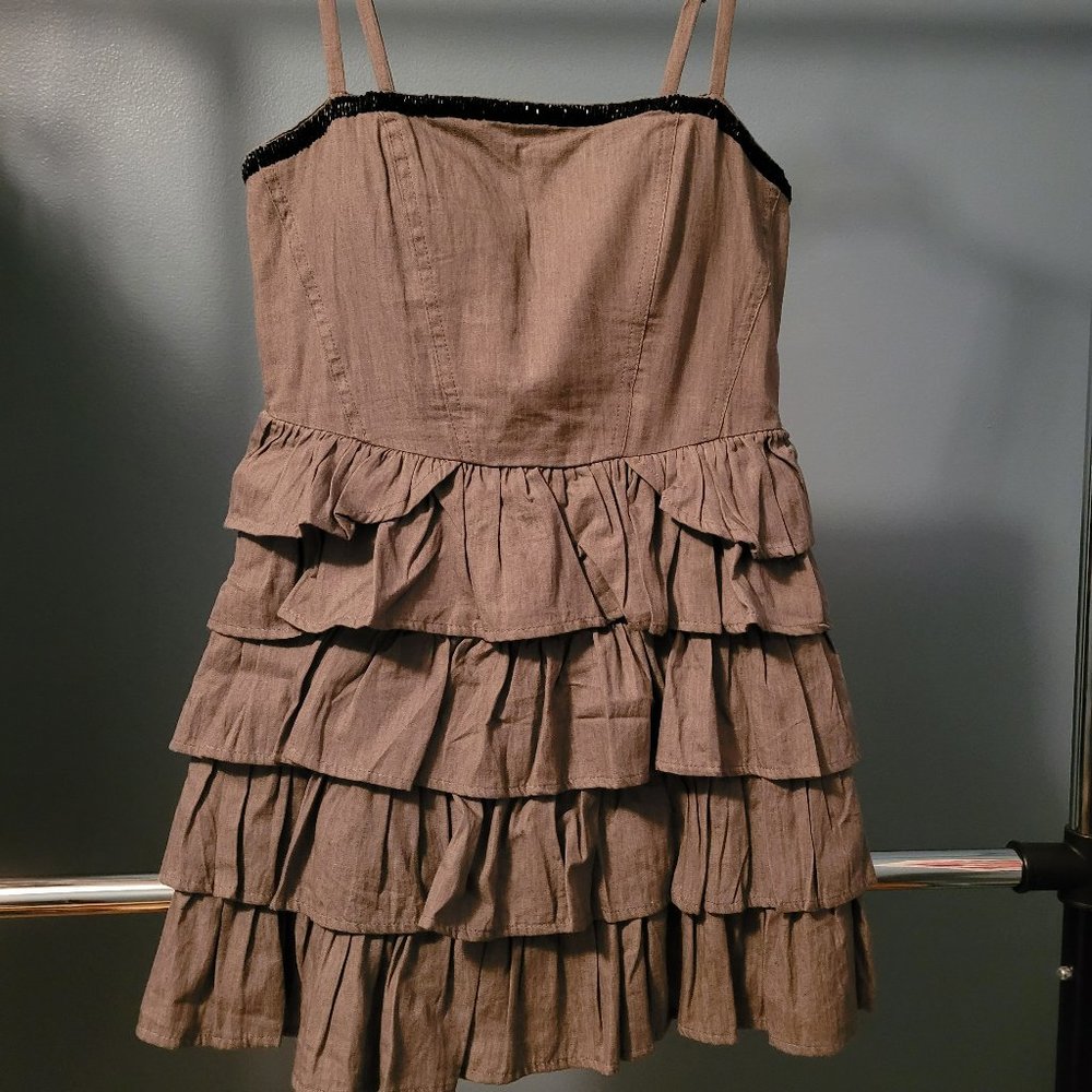 Ruffle Top with Beaded Trim.  Size Medium.